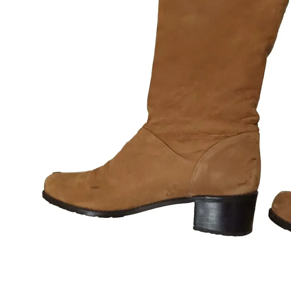Stuart Weitzman Over the Knee Boot Size 6.5M SUEDE LEATHER Rust Brown Equestrian